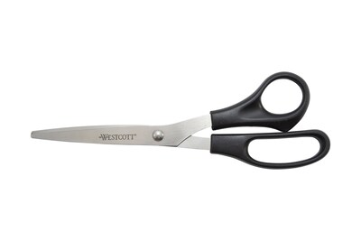 Westcott All Purpose 8" Stainless Steel Standard Scissors, Pointed Tip, Black, 3/Pack (16907)