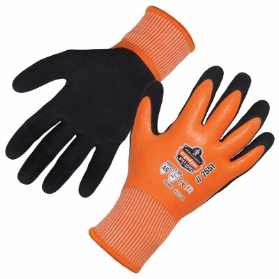 Ergodyne ProFlex 7551 Waterproof Cut-Resistant Winter Work Gloves, ANSI A5, Orange, Large, 144 Pairs