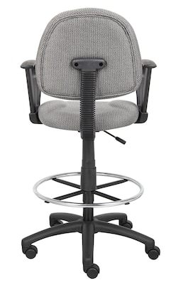 Boss Deluxe Posture Fabric Drafting Stool with Swivel Base, Gray (B1617-GY)