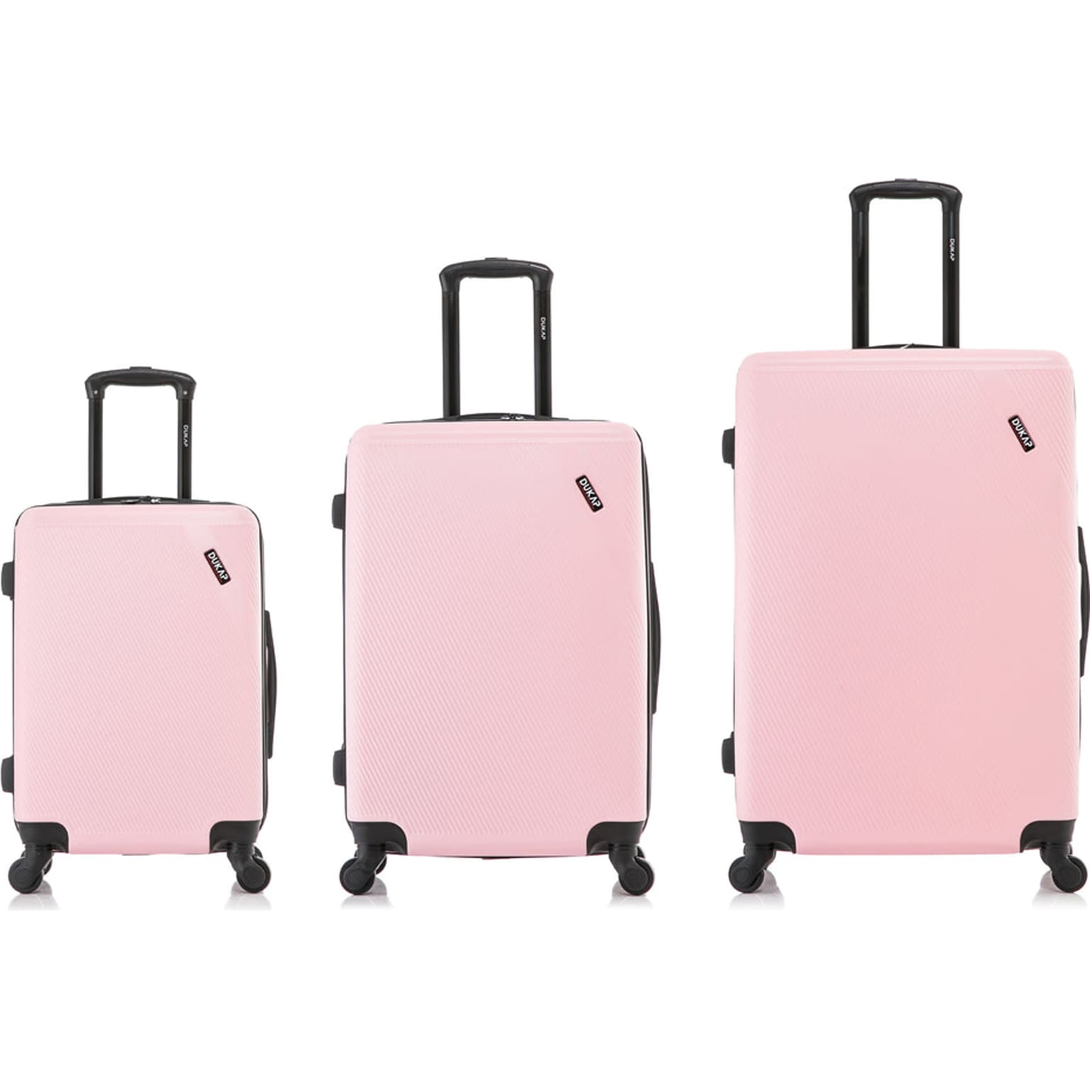 DUKAP Discovery 3-Piece Hardside Spinner Luggage Set, Pink (DKDISSML-PNK)