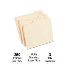 Staples Heavy Duty File Folder, 1/3 Cut Tab, Letter Size, Manila, 250/Box (TR56677)