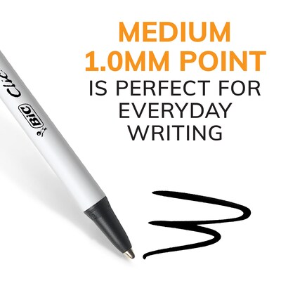 BIC Clic Stic Retractable Ballpoint Pens, Medium Point, Black Ink, Dozen (90433/CSM11BK)