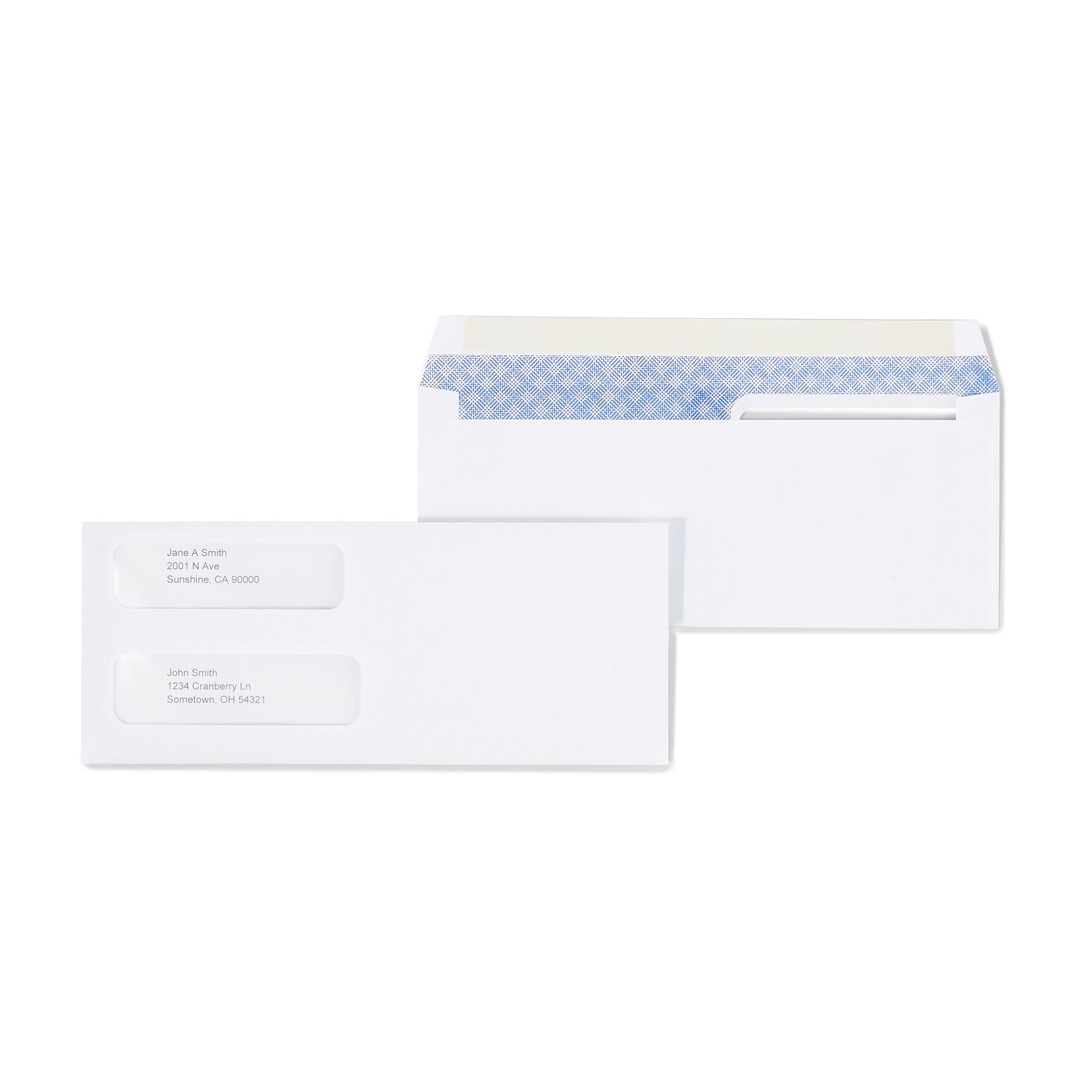 Staples Laser Check Gummed Security Tinted #9 Double-Window Envelopes, 3 5/8 x 8 7/8, Wove White, 500/Box (394062/19045)