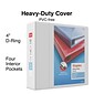 Staples® Heavy Duty 4" 3 Ring View Binder with D-Rings, White, 4/Pack (56266CT/24696CT)