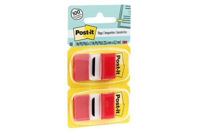 Post-it® Flags Value Pack, 1" x 1.7", Red, 50 Flags/Dispenser, 12 Dispensers/Box (680-RD12)