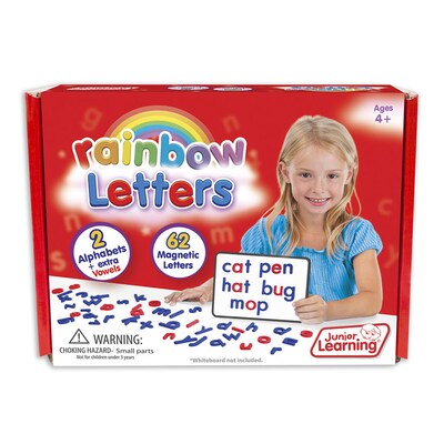 Junior Learning® 1.6 Magnetic Rainbow Letters, Red/Blue, 62 Per Pack, 3 Packs (JRL196-3)