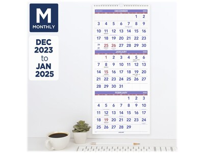 2024 AT-A-GLANCE 12" x 27" Three-Month Wall Calendar (PM11-28-24)