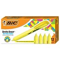 BIC Brite Liner Retractable Highlighter with Grip, Chisel Tip, Yellow, Dozen (BLR11-YW)
