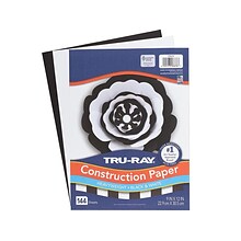 Tru-Ray 9 x 12 Construction Paper, Black/White, 144 Sheets/Pack (P6676)