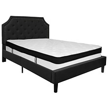 Flash Furniture Brighton Tufted Upholstered Platform Bed in Black Fabric with Memory Foam Mattress,