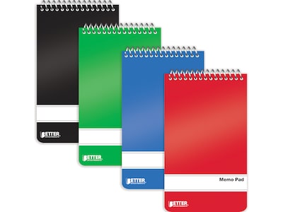 Better Office Memo Pads, 3 x 5, College-Ruled, Assorted Colors, 60 Sheets/Pad, 24 Pads/Pack (25924