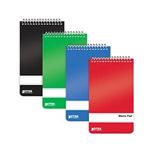 Better Office Memo Pads, 3 x 5, College-Ruled, Assorted Colors, 60 Sheets/Pad, 24 Pads/Pack (25924