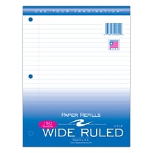 Roaring Spring Paper Products Wide Ruled Filler Paper, 8 x 10.5, 3-Hole Punched, 150 Sheets/Pack,