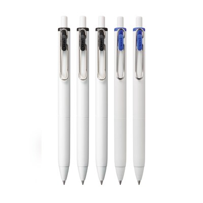 uni one Retractable Gel Pens, Medium Point, 0.7mm, Black/Blue Ink, 5/Pack (70380)