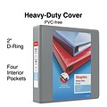 Staples® Heavy Duty 2 3 Ring View Binder with D-Rings, Gray (ST56330-CC)