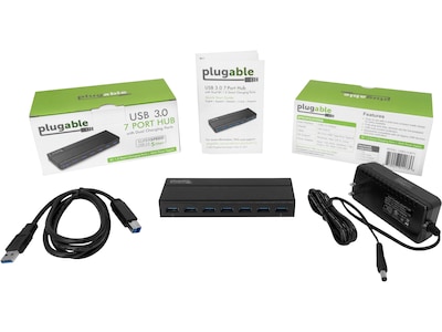 Plugable 7-Port USB 3.0 Hub, Black (USB3-HUB7C)
