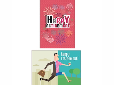 Better Office Retirement Cards with Envelopes, 7 x 5, Assorted Colors, 2/Pack (64622-2PK)