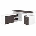 Bush Business Furniture Jamestown 60W L Shaped Desk with Drawers, Storm Gray/White (JTN021SGWHSU)