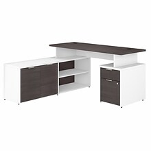 Bush Business Furniture Jamestown 60W L Shaped Desk with Drawers, Storm Gray/White (JTN021SGWHSU)