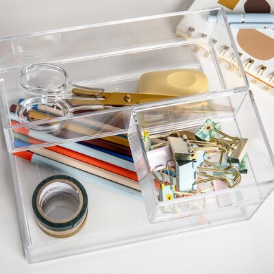 Martha Stewart Brody Stack and Slide Plastic Tray Office Desktop Organizer, Clear, 3/Set (BEPB33173CLR)