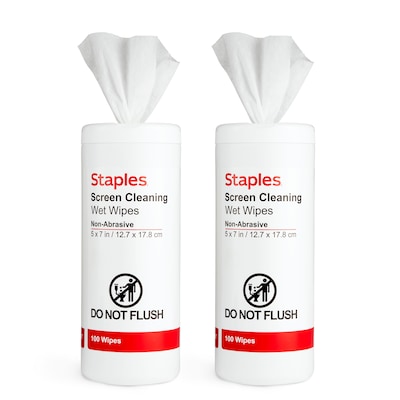 Staples Screen Cleaning Wipes, 100/Tub, 2 /Pack (ST61848)