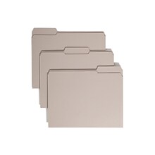 Smead Reinforced File Folder, 3 Tab, Letter Size, Gray, 100/Box (12334)