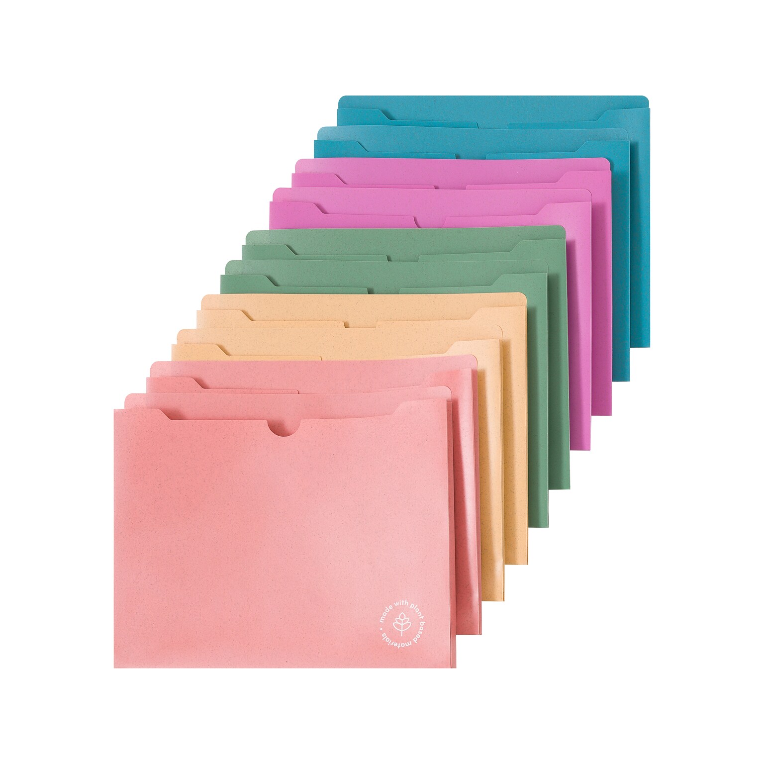 U Brands U-Eco Plastic File Jackets, 1 Expansion, Letter Size, Assorted Colors, 10/Pack (6595U01-12)