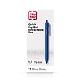 TRU RED Retractable Quick Dry Gel Pens, Fine Point, 0.5mm, Blue, Dozen (TR54490)