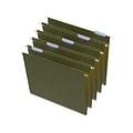 Quill Brand® 100% Recycled Hanging File Folders; 1/5-Cut Adjustable Tabs, Letter Size,Green,  50/Box