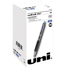 uniball 207 Retractable Gel Pens, Medium Point, 0.7mm, Blue Ink, 36/Pack (1921064)