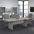 Bush Business Furniture 96W x 42D Boat Shaped Conference Table with Wood Base, Platinum Gray (99TB96