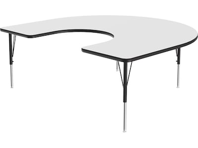 Correll Horseshoe-Shaped Activity Table, 60 x 66, Height-Adjustable, Frosty White/Black (A6066DE-H