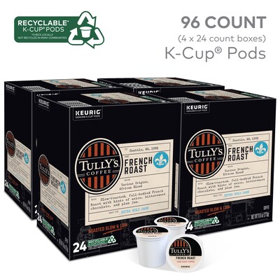 Tully's French Roast Coffee Keurig® K-Cup® Pods, Dark Roast, 96/Carton (700285)