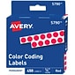 Avery Hand Written Identification & Color Coding Labels, 1/4" Dia., Red, 450/Pack (5790)