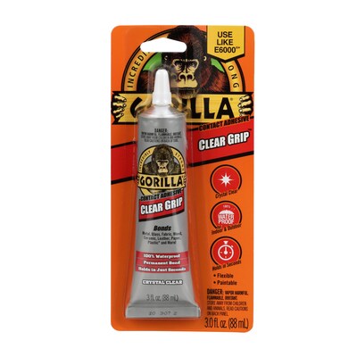 Gorilla Clear Grip Contact Adhesive, 3 oz., Crystal Clear (8040002)