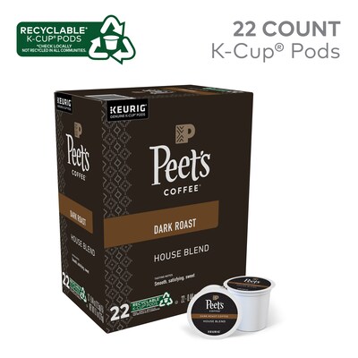 Peet's Coffee House Blend Coffee Keurig® K-Cup® Pods, Dark Roast, 22/Box (6546)