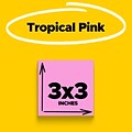 Post-it Super Sticky Notes, 3 x 3, Neon Pink, 90 Sheet/Pad, 5 Pads/Pack (654-5SSNP)