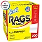 Scott Rags In a Box Fabric Wipers, White, 200 Wipers/Box, 8 Boxes/Carton (75260)