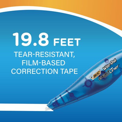 BIC Wite-Out Exact Liner Correction Tape, White, 4/Pack (WOELP418)