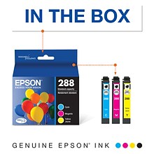 Epson T288 Cyan/Magenta/Yellow Standard Yield Ink Cartridge, 3/Pack   (T288520-S)