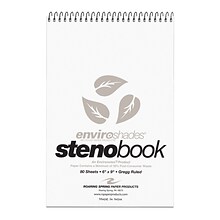 Roaring Spring Enviroshades Steno Notebook, 6 x 9, 80 Sheets/Pad, Gregg Ruled, Recycled Gray Paper