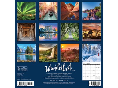 2024 Willow Creek Wanderlust 12 x 12 Monthly Wall Calendar (35764)