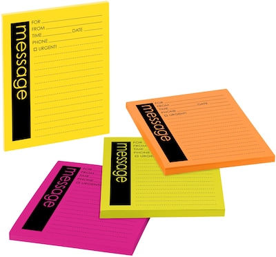 Post-it Super Sticky Telephone Message Notes, 4 x 5, Energy Boost Collection, Lined, 4 Pads (7679-