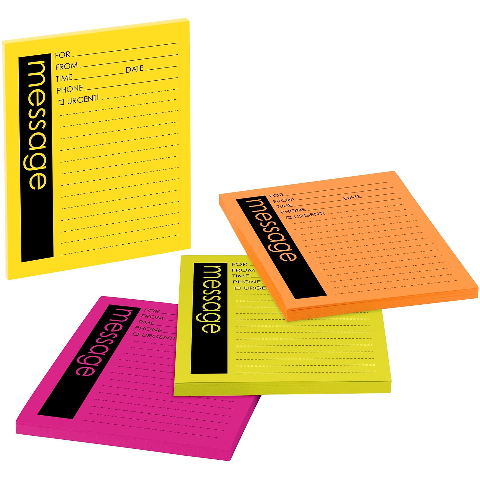 Post-it Super Sticky Telephone Message Notes, 4 x 5, Energy Boost Collection, Lined, 4 Pads (7679-4)