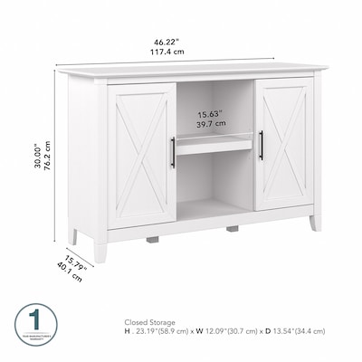 Bush Furniture Key West 30" Accent Cabinet with Doors and 4 Shelves, Pure White Oak (KWS146WT-03)