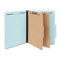 Quill Brand® Recycled Pressboard Classification Folders, 2-Partitions, 6-Fasteners, Letter, Lt Blue,