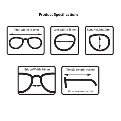 Boost Eyewear Reading Glasses, +2.5 Rectangular Frames Assorted Colors (27250)