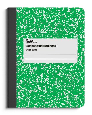 Quill Brand® Composition Notebook, 7.5 x 9.75, Graph Ruled, 80 Sheets, Green/White (TR55068)