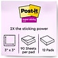 Post-it Super Sticky Notes, 3 x 3 in., 12 Pads, 90 Sheets/Pad, 2x the Sticking Power, Canary Yellow