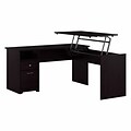 Bush Furniture Cabot 60W 3 Position Sit to Stand L Shaped Desk, Espresso Oak (CAB043EPO)